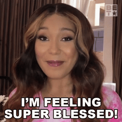Woman In Pink Shirt Saying I'm Feeling Super Blessed GIF