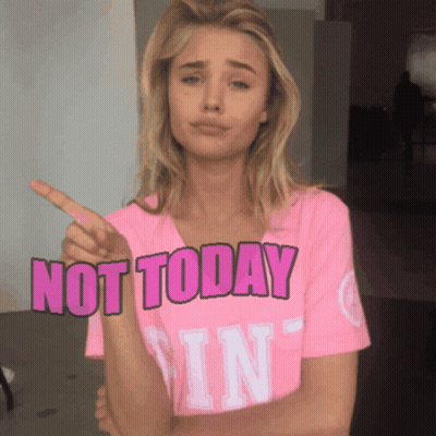 Woman In Pink Shirt Saying Not Today GIF