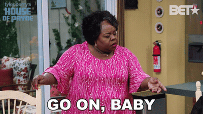 Woman In Pink Shirt Says Go On Baby GIF