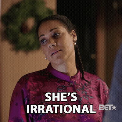 Woman In Pink Shirt Says She's Irrational GIF