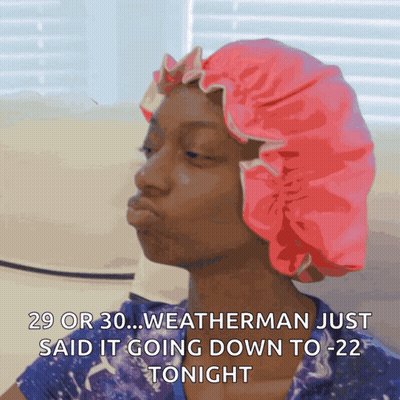 Woman In Pink Shower Cap Says 29 Or 30 Weatherman GIF
