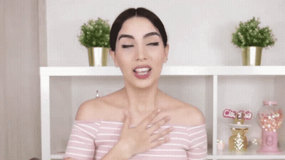 Woman In Pink Striped Shirt With Claudi GIF