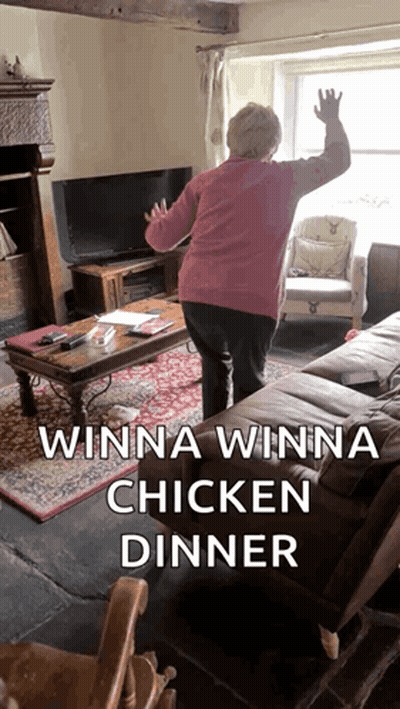 Woman In Pink Sweater Dancing Winna Winna Chicken Dinner GIF