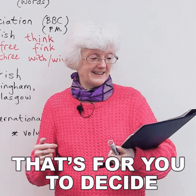 Woman In Pink Sweater Holding Clipboard Saying That's For You GIF