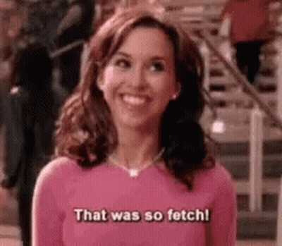 Woman In Pink Sweater Smiling Saying That Was So Fetch GIF