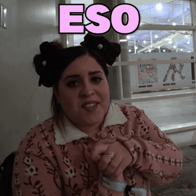 Woman In Pink Sweater With Eso On Face GIF