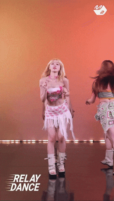 Woman In Pink Top And White Skirt Dancing GIF