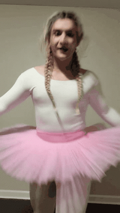 Woman In Pink Tutu And White Leotard GIF
