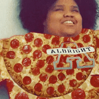 Woman In Pizza Shirt Saying Alright GIF
