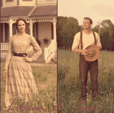 Woman In Plaid Dress And Man In Suspenders GIF