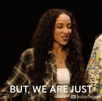 Woman In Plaid Shirt Saying But We Are Just GIF