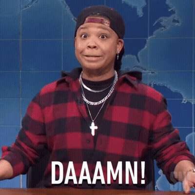 Woman In Plaid Shirt Says Daaamn In Front Of Map GIF