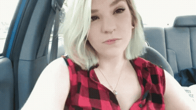 Woman In Plaid Shirt With Ice Tattoo GIF