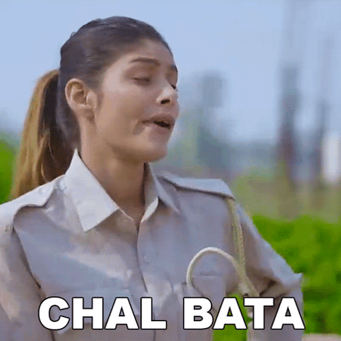 Woman In Police Uniform Making Funny Face Chal Bata GIF