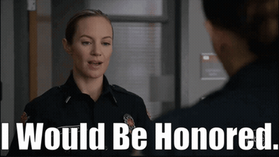 Woman In Police Uniform Talking To Another Woman Saying I Would Be Honored GIF