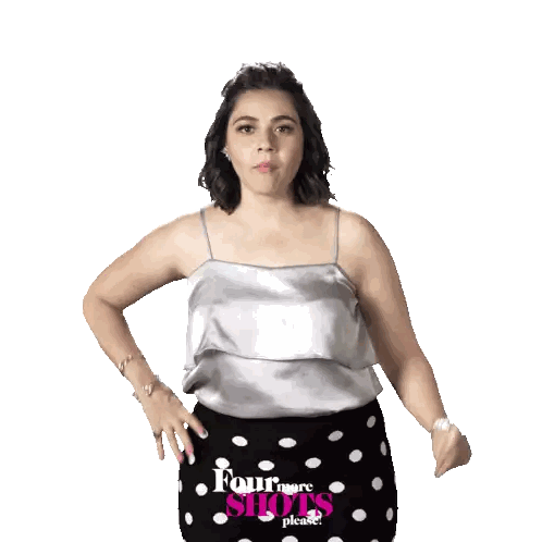 Woman In Polka Dot Skirt With Four Shots Sticker