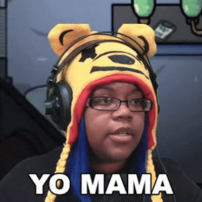 Woman In Pooh Hat And Headphones Saying Yo Mama GIF