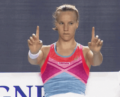 Woman In Promise Tank Top Holding Up Fingers GIF