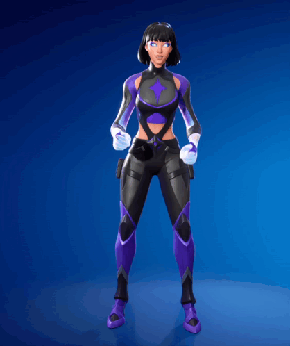 Woman In Purple And Black Outfit GIF