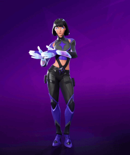 Woman In Purple And Black Superhero Costume GIF