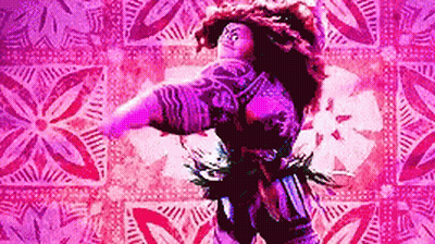 Woman In Purple Dress Dancing On Pink And Red Background GIF