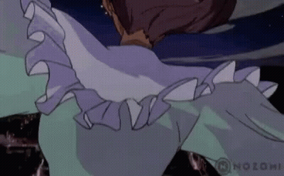Woman In Purple Dress Flying GIF