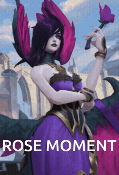 Woman In Purple Dress Holding Rose GIF