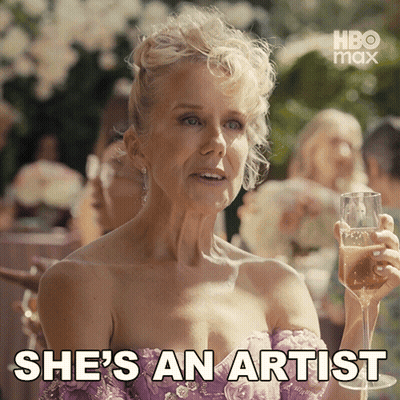 Woman In Purple Dress Holding Wine She's An Artist GIF