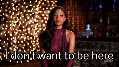 Woman In Purple Dress Saying I Don't Want To Be Here GIF