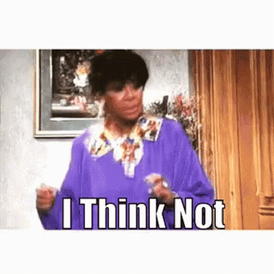 Woman In Purple Dress Saying I Think Not GIF