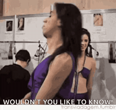 Woman In Purple Dress Says Wouldnt You Like To Know GIF