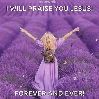 Woman In Purple Dress Walking Through Lavender GIF