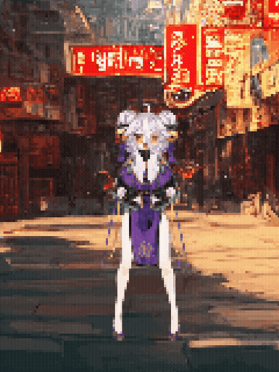 Woman In Purple Dress With Chinese Sign GIF