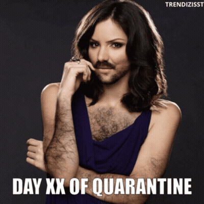 Woman In Purple Dress With Mustache Day XX Quarantine GIF