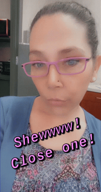 Woman In Purple Glasses Shewww Close One GIF