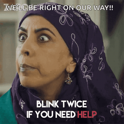 Woman In Purple Head Scarf Saying We'll Be Right On Our Way GIF
