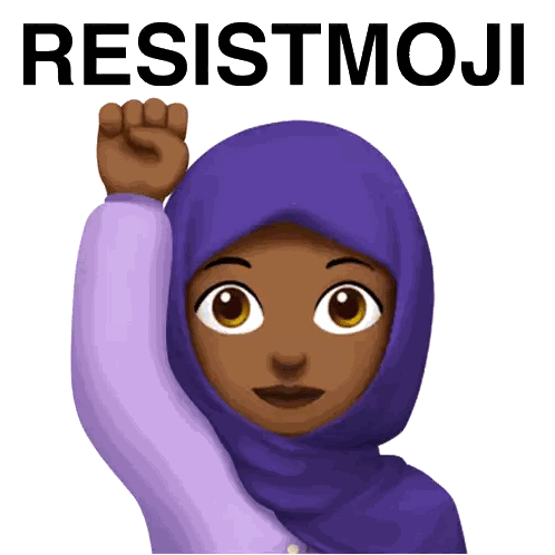 Woman In Purple Hijab Fist In Air Sticker