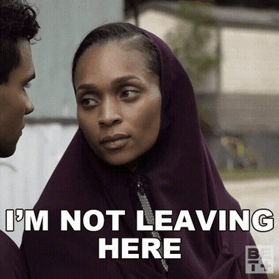 Woman In Purple Hijab Says Not Leaving GIF