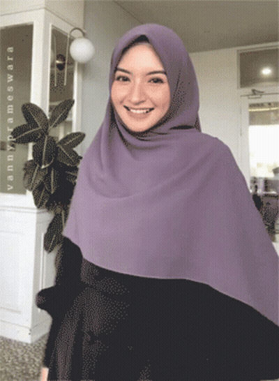 Woman In Purple Hijab Smiling GIF