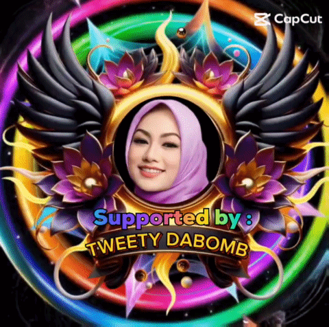 Woman In Purple Hijab Surrounded By Flowers And Wings Supported By Tweety Dabomb GIF