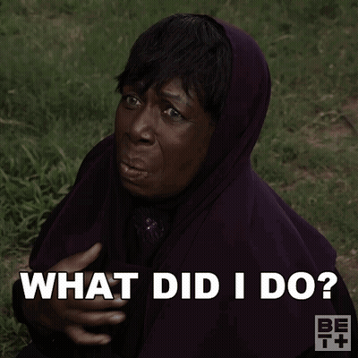Woman In Purple Hoodie Asking What Did I Do GIF