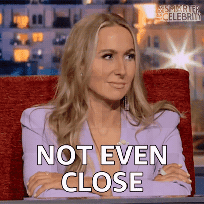 Woman In Purple Jacket Says Not Even Close GIF