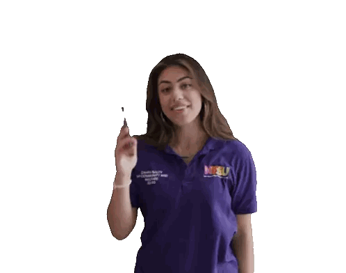 Woman In Purple Nsu Shirt Talking On Phone Sticker