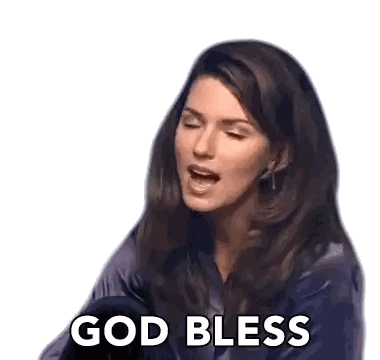 Woman In Purple Saying God Bless Sticker