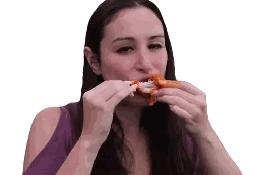 Woman In Purple Shirt Eating Food Sticker
