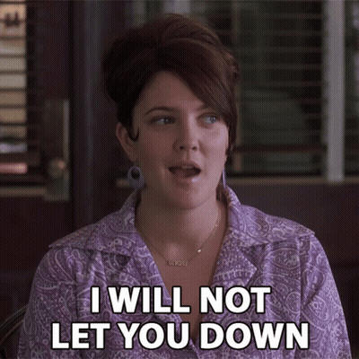 Woman In Purple Shirt Says I Will Not Let You Down GIF