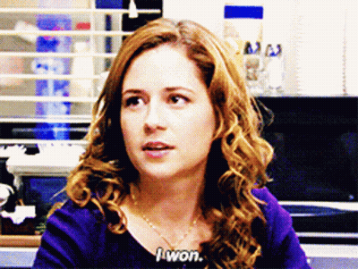 Woman In Purple Shirt Says I Won GIF