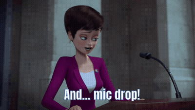 Woman In Purple Suit Mic Drop GIF