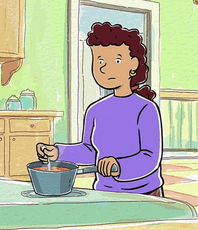 Woman In Purple Sweater Stirring Soup GIF