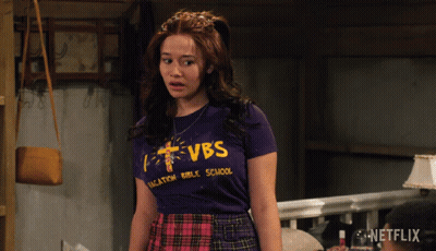 Woman In Purple T-Shirt Saying VBS Vacation Bible School GIF